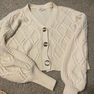 Planet Gold Cream Cable Knit Cardigan